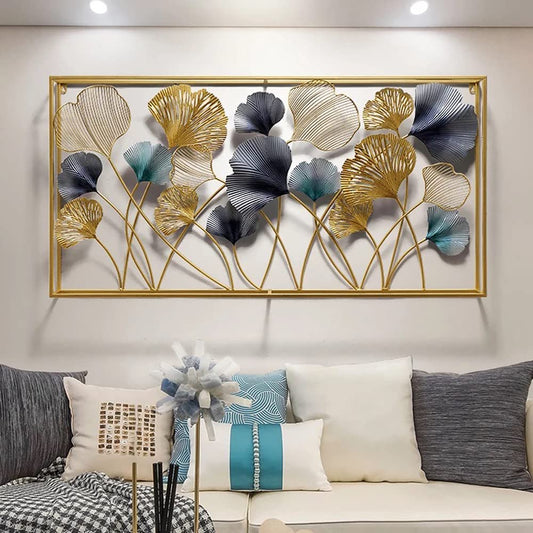 Gold Color Metal Wall Decor Leaf Wall Hanging Decoration,