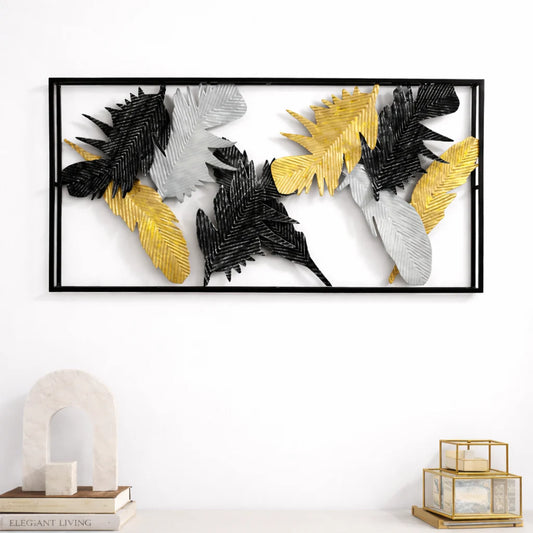 Gold Color Metal Wall Decor Leaf Wall Hanging Decoration,