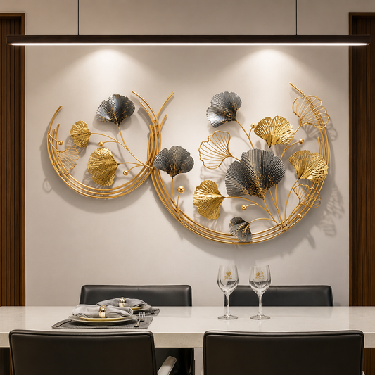 Gold Color Metal Wall Decor Leaf Wall Hanging Decoration,